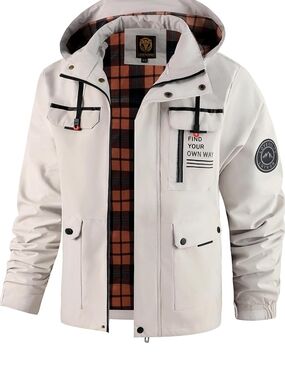 LEDUNTINO Cream White Hooded Raincoat - FIND YOUR OWN WAY
